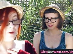 TubeBigCock presents: Hairy lesbian ass and cunt licked outdoors