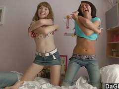 TubeBigCock presents: Lesbian teen couple seduce a guy