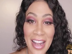 TubeBigCock presents: Curvy ebony babe masturbating, Long Hair, Ebony, Chubby, Big Tits, Fake Tits, Tattoo, Camel Toe, Asshole, Pussy, Black Butt