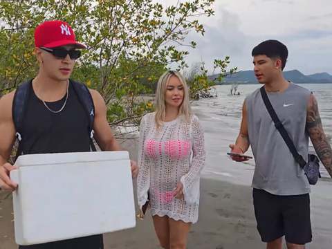 TubeBigCock presents: Threesome on the beach with stepbrothers - danner mendez - tatiana alvarez - max betancur